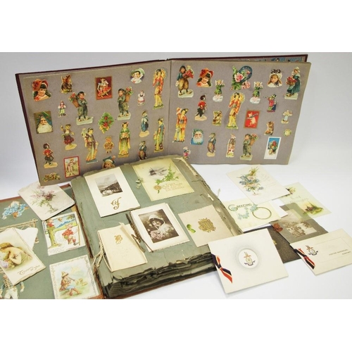 194 - Four late Victorian and early 20th century scrap albums containing a comprehensive variety of cut-ou... 