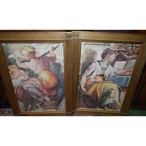 553 - A classical Renaissance style print, 'gilt' frame, 109.5cm x 79cm; another similar (2)