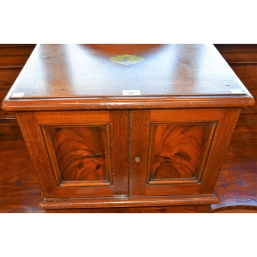 62 - A Victorian mahogany canteen chest, rectangular top above a pair of panel doors enclosing five drawe... 