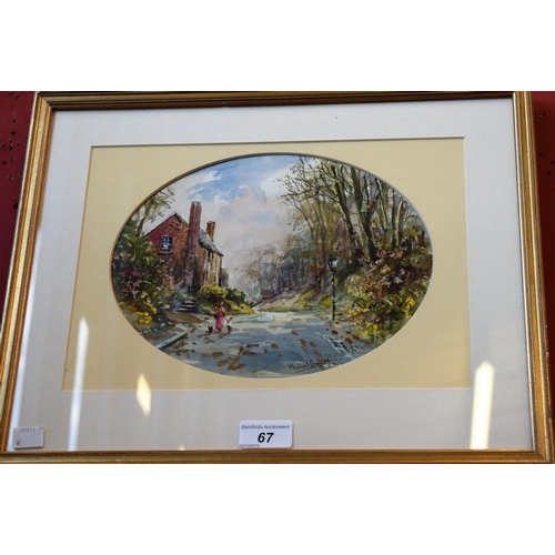 67 - Michael Crawley Spring, Littleover Hollow, Derby signed, watercolour, 20cm x 25cm (oval)