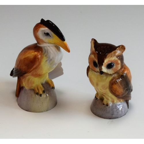 80 - A novelty Royal Crown Derby cruet set, modelled as an owl and a hornbill (2)