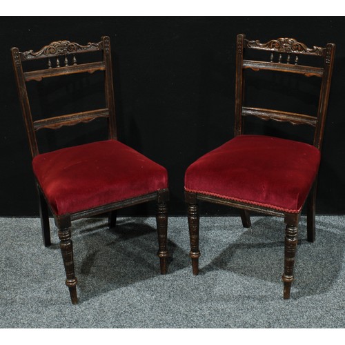 291 - A late Victorian mahogany seven piece salon suite, comprising a sofa, a pair of armchairs , a pair o... 