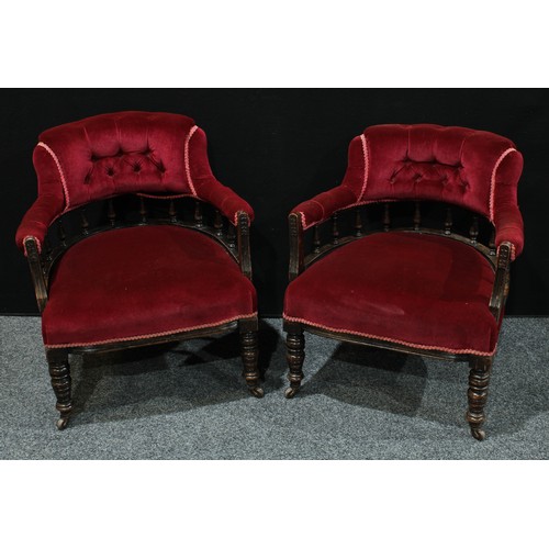 291 - A late Victorian mahogany seven piece salon suite, comprising a sofa, a pair of armchairs , a pair o... 