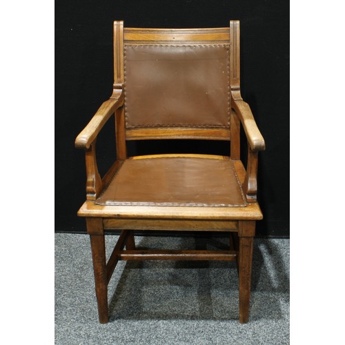 310 - A Victorian oak desk chair, c.1880