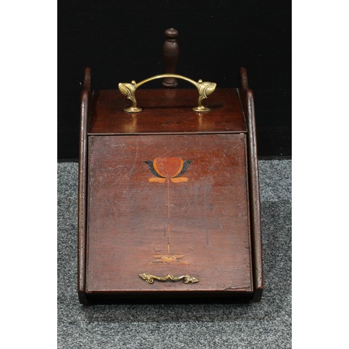 237 - An Art Nouveau mahogany coal box, shovel en suite, c.1905