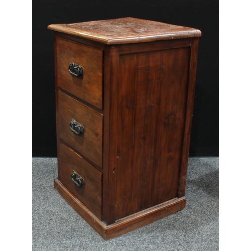 295 - A contemporary hardwood chest of three deep drawers, 110cm high, 64cm wide, 59cm deep.