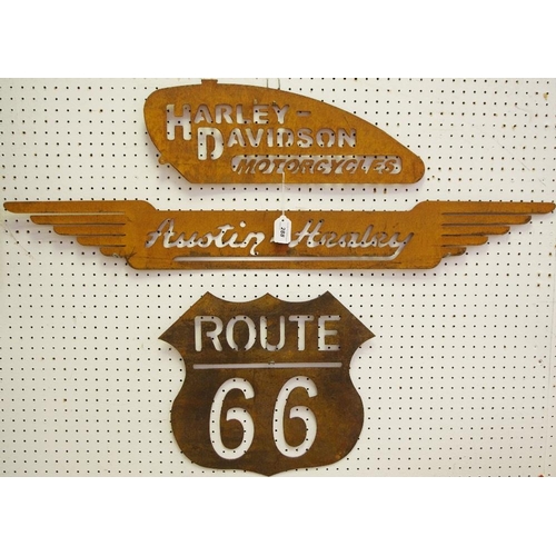 288 - Advertisement - Automobilia - a Harley Davidson motorcycle stencil sign; another Route 66 (2)