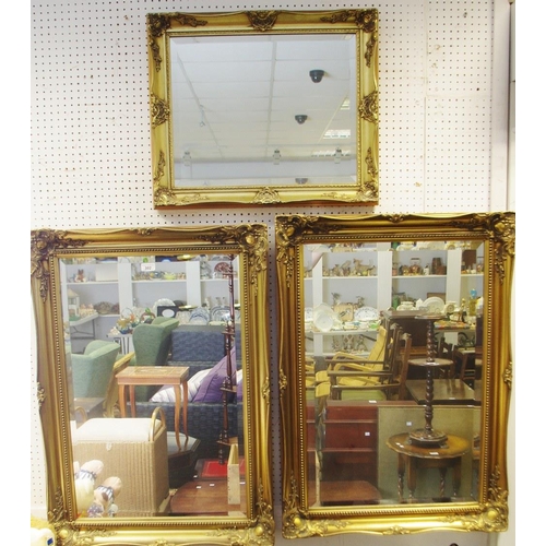 302 - Three modern gilt framed bevel edged mirrors