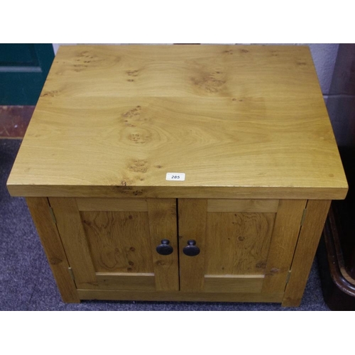 308 - A Fox Country Furniture pollarded oak entertainment centre stand, rectangular top, two door cupboard... 