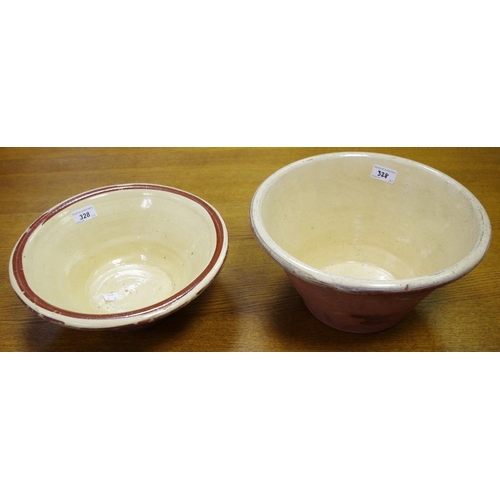 328 - A late 19th century salt glazed terracotta pancheon bowl,another (2)