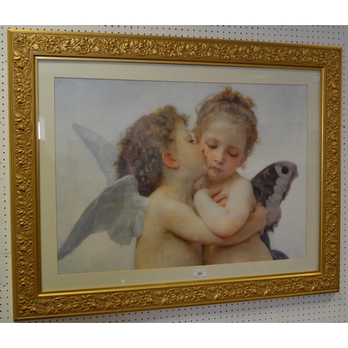 351 - A 20th century print, Cherubs, gilt frame