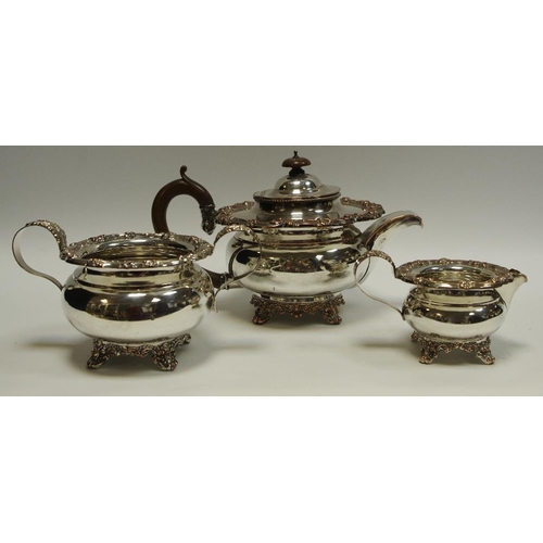 358 - A William IV Old Sheffield plate three piece tea service, c.1835