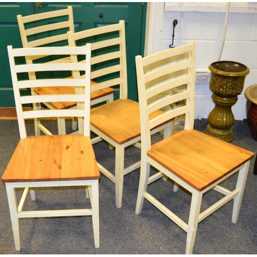 Four painted pine kitchen chairs
