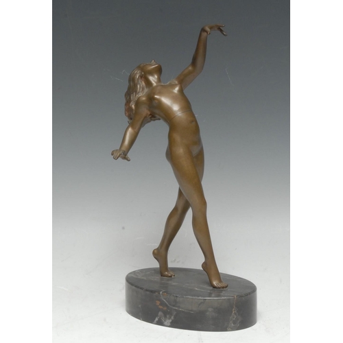 1697 - Continental School (early 20th century), an Art Deco bronze, of a nude female dancer, 25cm high