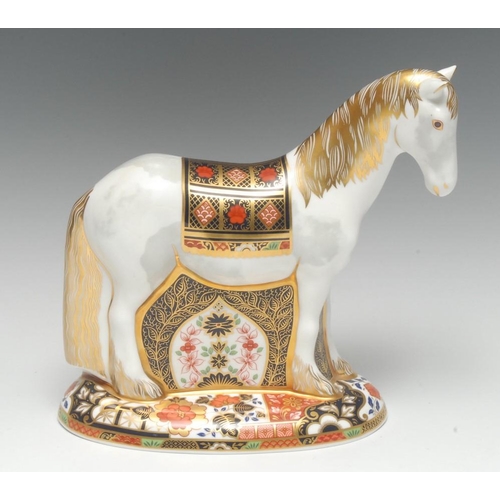 248 - A Royal Crown Derby paperweight, Appleby Stallion Mare, commissioned by Sinclair's, printed mark, go... 