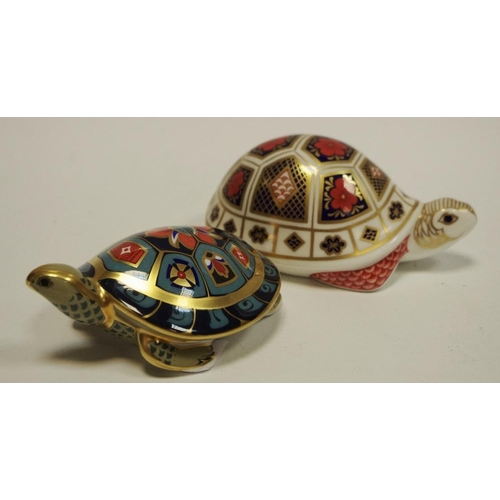 16 - A Royal Crown Derby paperweight Terrapin, gold stopper, 1st quality, boxed; another Tortoise, 1st qu... 