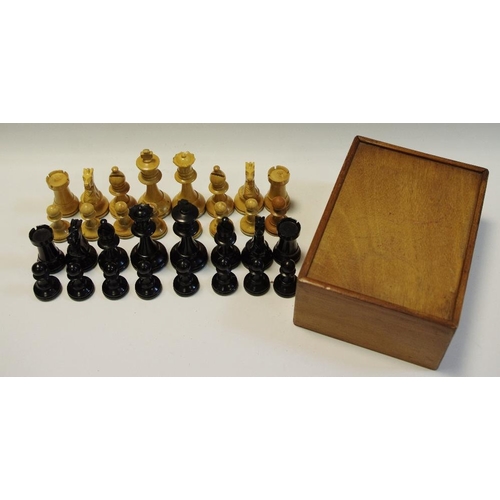 170 - A boxwood and ebonised Staunton pattern chess set