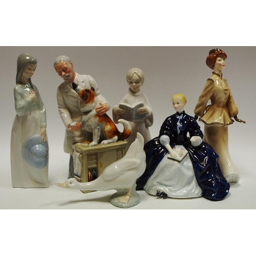 20 - A Royal Doulton figure Thanks Doc HN2731; Kate Hannigan HN3088 (af); Laurianne HN2719; Nao Goose; Ch... 