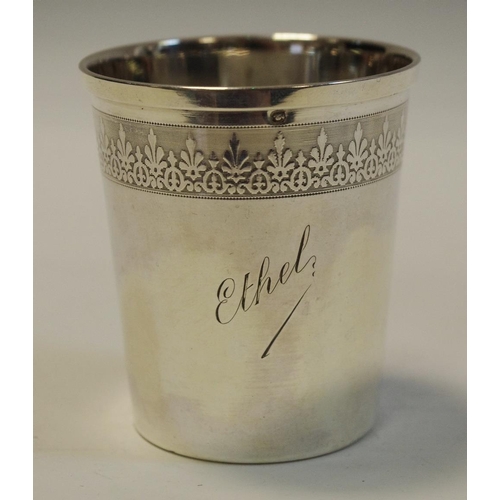 228 - A 19th century French silver beaker