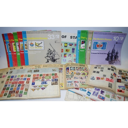 246 - Stamps - school boy collections in albums, mainly Elizabeth II; loose stamps