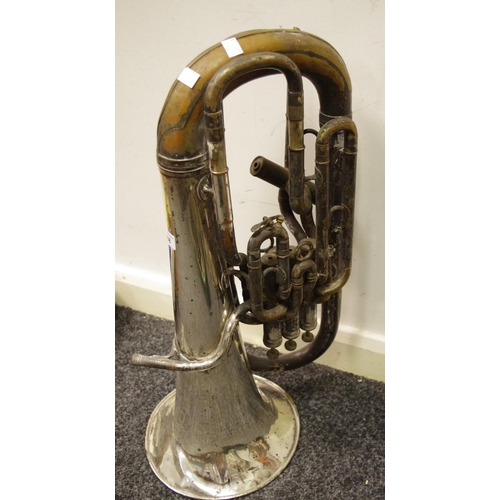 268 - An early 20th century silver plated Imperial model tuba engraved with Solbron Class A trade nark Boo... 