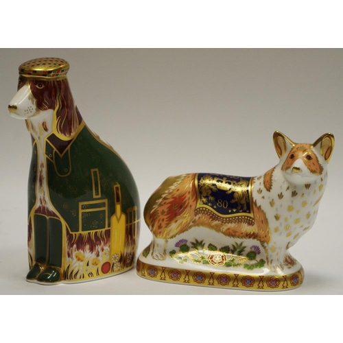 30 - A Royal Crown Derby paperweight Royal Windsor Corgi commissioned for Peter Jones, no. 335 of 950, go... 