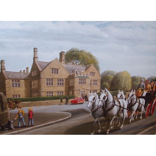 303 - English School (20th century) The Peacock at Rowsley initialled, print