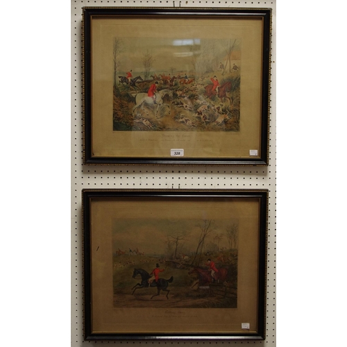 328 - Two Henry Alken fox hunting prints, framed 'The Cover' and 'Getting Away'