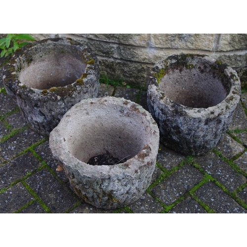 336 - Three hewn stone planters