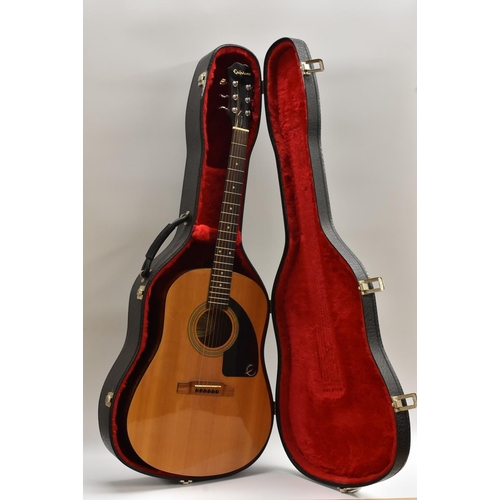 3003 - An Epiphone AJ 10 Six String Acoustic Guitar, spruce soundboard, mahogany sides and back. Complete w... 