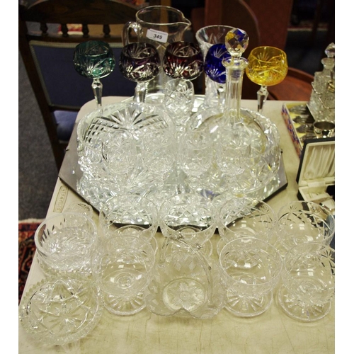 349 - Glassware - coloured glass, Bohemian glasses; cut glass; crystal etc. qty.