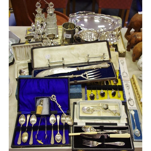 350 - Plated ware - a set of Victorian plated fish servers; entree dish; sauce boats; flatware; etc.