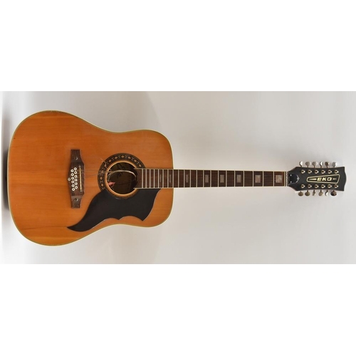 3007 - An Eko Ranger twelve string acoustic guitar, having a fine spruce soundboard, Ivorine Binding, mahog... 