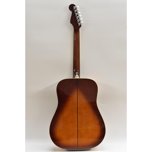 3011 - A Fender Malibu six string acoustic guitar, sunburst finish.