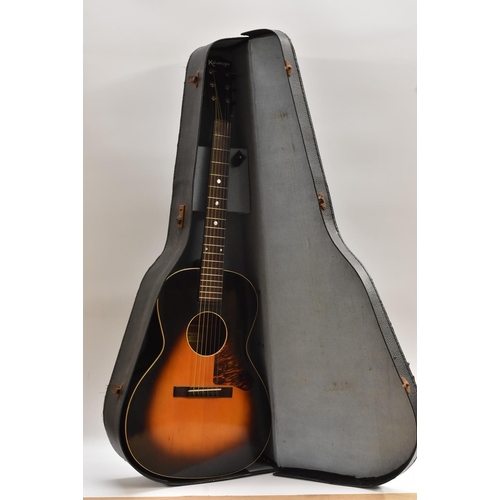 3013 - A 1930's Kalamazoo KG-11 six string Acoustic Guitar by Gibson, sunburst finish, label to inside read... 