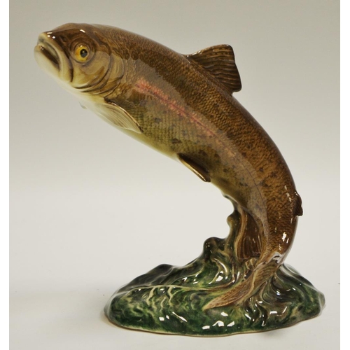 41 - A Beswick model of a leaping trout, impressed 1032 to base