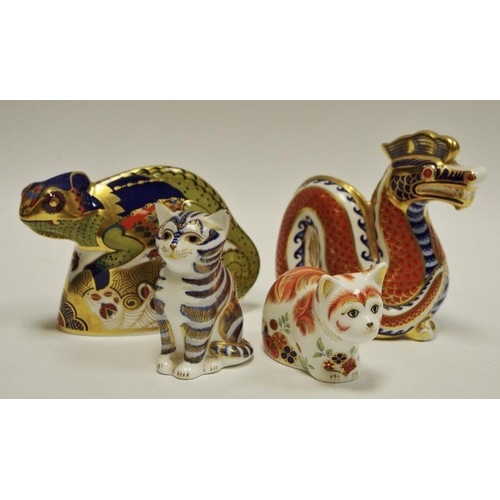 47 - A Royal Crown Derby paperweights including Dragon, gold stopper, 1st quality; Spice, Collectors Guil... 