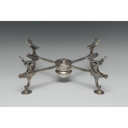 520 - A George III Old Sheffield plate dish cross, each adjustable support with spoon shaped rest, reeded ... 