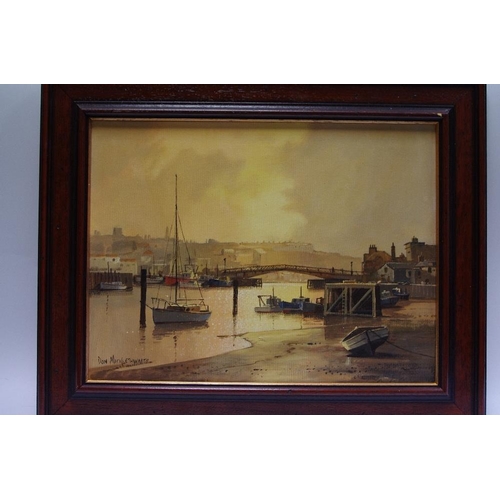 54 - Don Micklethwaite View from the inner harbour, Whitby oil on canvas, signed and framed