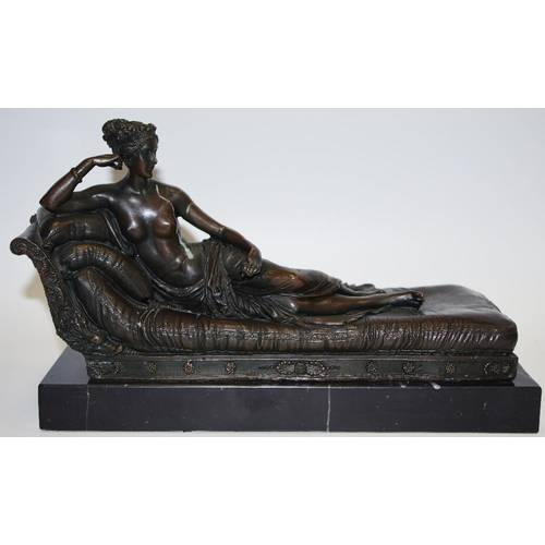 59 - A bronzed figure of Pauline Bonaparte reclining on a chaise.