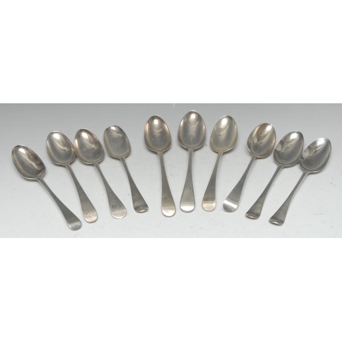 543 - A pair of George II silver Hanoverian pattern tablespoons, maker RR, London 1756; others, various da... 