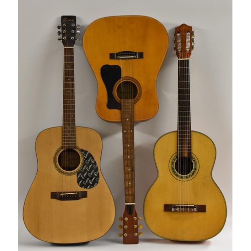 3074 - An Encore W255 model, acoustic guitar, length of soundboard 50.5cm; an Aria 1673 acoustic guitar; an... 