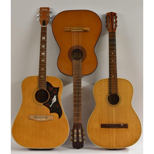 3076 - A Kent N135 model acoustic guitar, length of soundboard 50.5cm, total length of guitar 103cm; a Prin... 