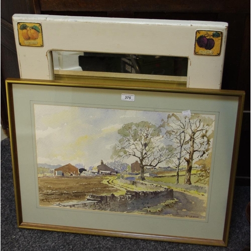 89 - Ernest Midwood (20th century) Lumb Lane, back of Castle Hill, signed, watercolour; a mirror (2)