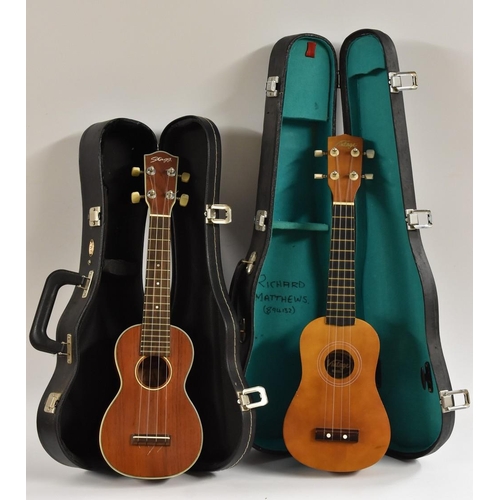 3112 - A Stagg US80-S model Ukulele, complete with case; and a Vintage VUK15N model Ukulele, in a violin ca... 