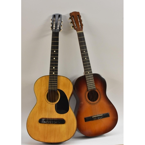 3115 - An Encore ENC30S model 3/4 size classical acoustic guitar; and another four entry level acoustic gui... 