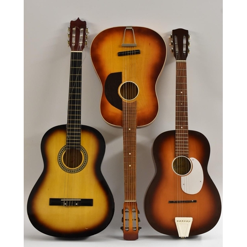 3118 - A 'Kansas' 3/4 size Romanian classical acoustic guitar; and another four entry level acoustic guitar... 