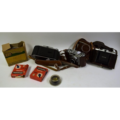 5064 - Cameras and Equipment - a Zeiss Ikon Nettar; a Voightlander Bessa I; Zeiss Ikon Contina, etc