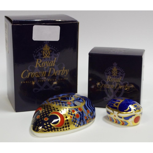 10 - A Royal Crown Derby paperweight , Computer Mouse, boxed, gold stopper; Millennium Bug, boxed, gold s... 