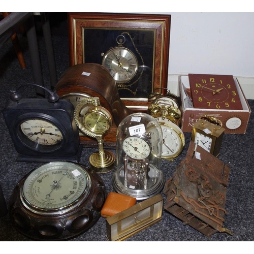 107 - Clocks and barometers, various